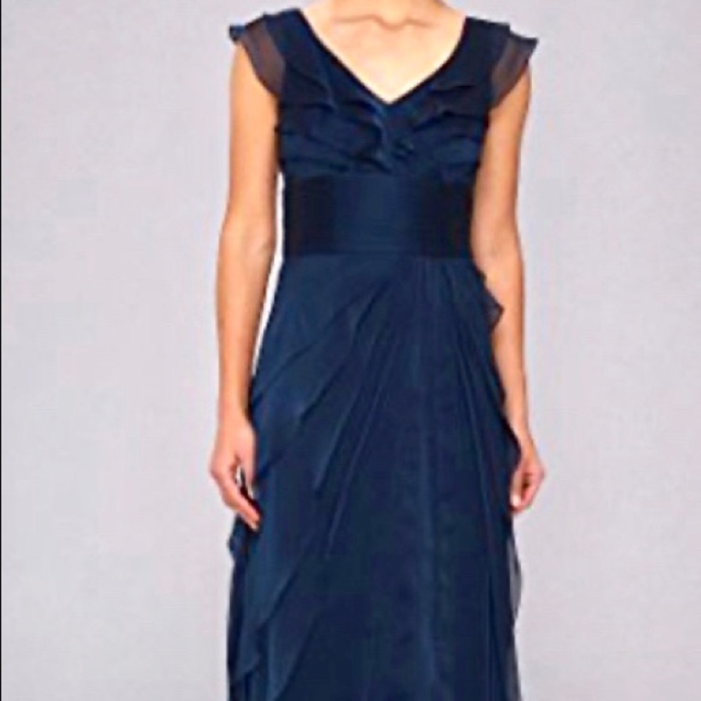 Adrianna Papell Ruffle Chiffon Blue Formal Dress - Picture 2 of 7
